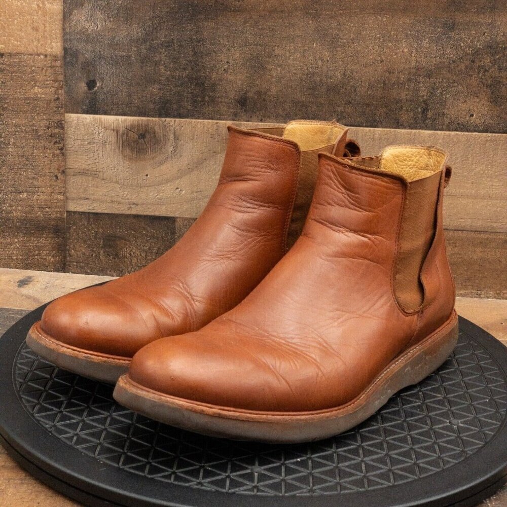 SAMUEL HUBBARD 24 SEVEN 2.0 MENS TAN LEATHER CHELSEA BOOTS PULL ON SIZE 10W
